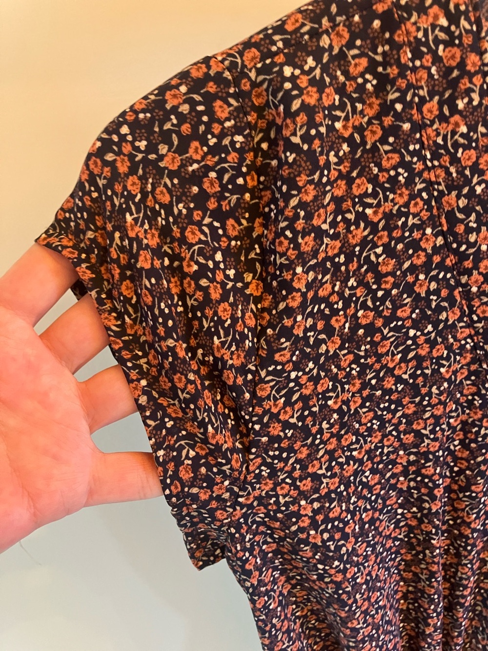 bohme Navy Maxi Dress with Rust Floral Print and Tie Waist - Picture 7 of 11